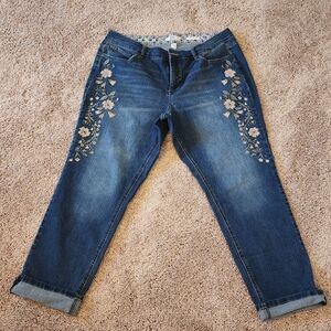 Vintage America Dark Blue Floral Jeans